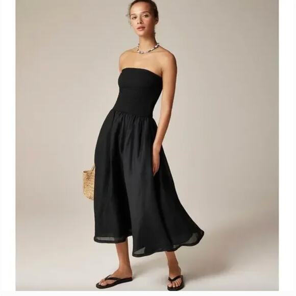 j crew strapless bridesmaid dress J Crew Black Silk Ciffon bridesmaid/party Strapless Dress Size 8